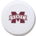 Mississippi State University Tire Cover Logo on White Vinyl