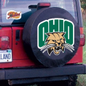 Ohio University Tire Cover w/ Bobcats Logo on Black Vinyl