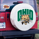 Ohio University Tire Cover w/ Bobcats Logo on White Vinyl