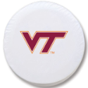 Virginia Tech University Tire Cover w/ Hokies Logo White Vinyl