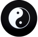 Yin Yang Tire Cover White Logo on Black Vinyl