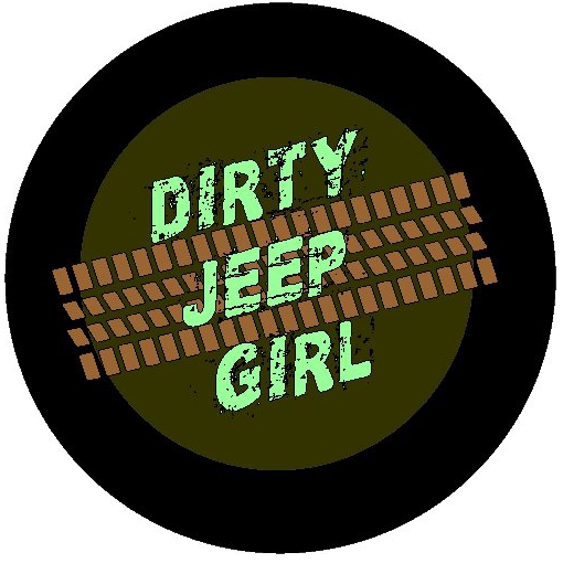 Dirty Jeep Girl Tire Cover on Black Vinyl