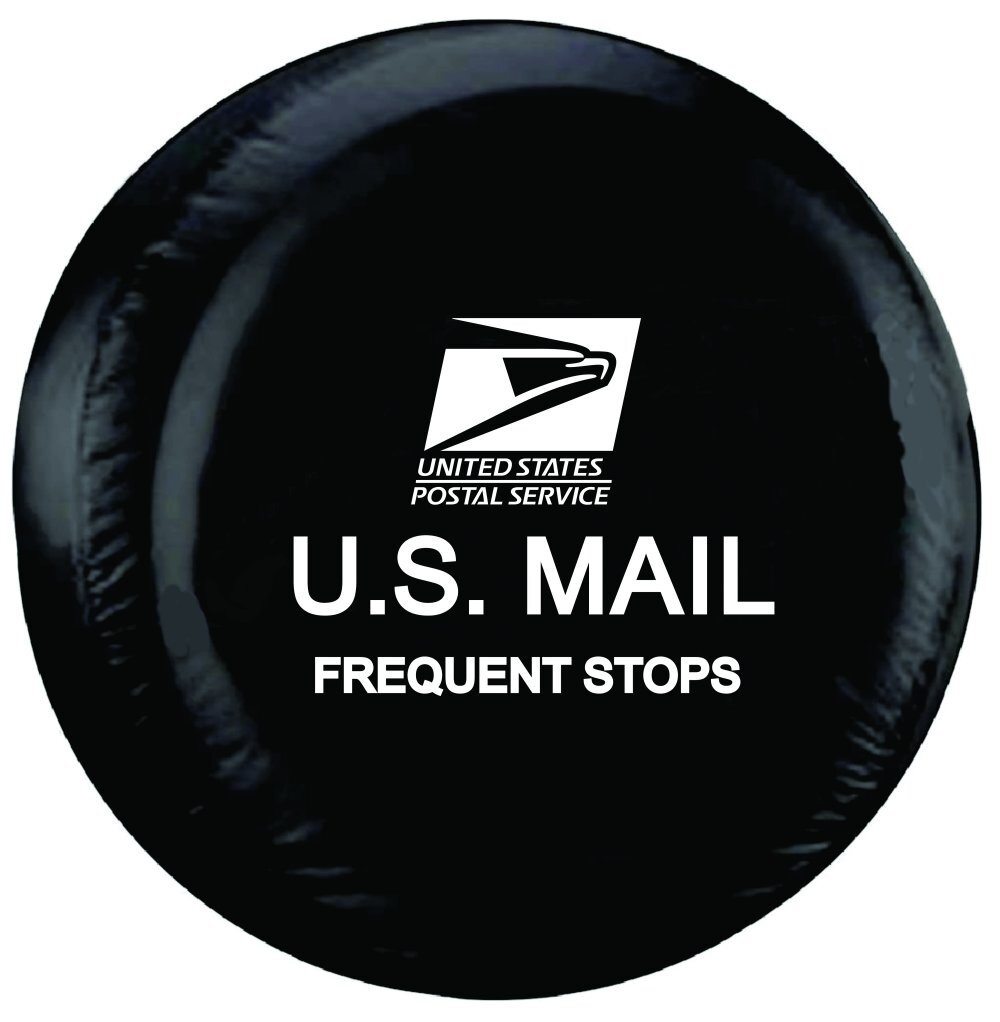 US Mail Postal Tire Cover on Black Vinyl