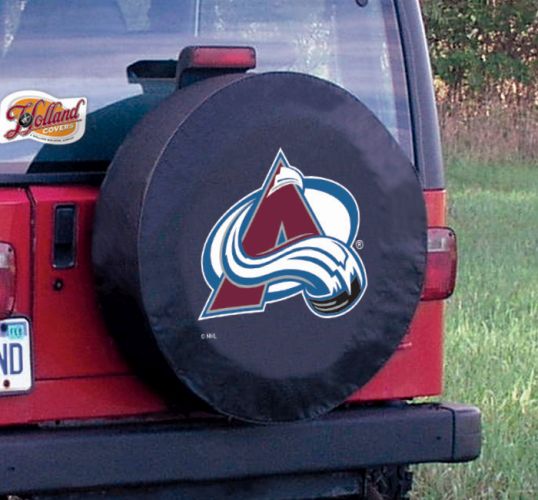 Colorado Avalanche Tire Cover on Black Vinyl