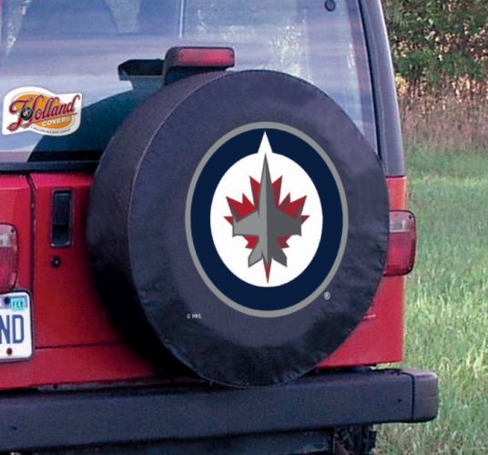 Winnipeg Jets Tire Cover on Black Vinyl