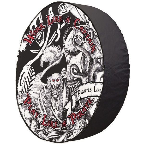 Work Like a Captain Tire Cover on Black Vinyl