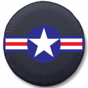 Roundel with Military Star Tire Cover on Black Vinyl