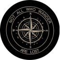 Spare Tire Cover w/ "Not All Who Wander Compass" Khaki Tan Graphic