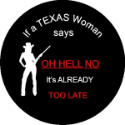 Texas Woman Spare Tire Cover on Black Vinyl