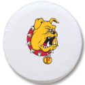 Ferris State University Tire Cover w/ Bulldogs Logo White Vinyl