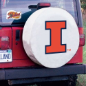 University of Illinois Tire Cover w/ Fighting Illini Logo White Vinyl