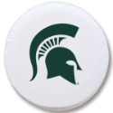 Michigan State University Tire Cover Logo on White Vinyl