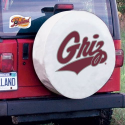 University of Montana Tire Cover w/ Grizzlies Logo White Vinyl