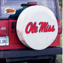 University of Mississippi Tire Cover w/ Rebels Logo White Vinyl