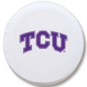 Texas Christian University Tire Cover Logo on White Vinyl