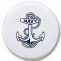 United States Naval Academy Tire Cover Logo on White Vinyl