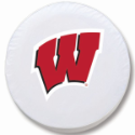 University of Wisconsin Tire Cover w/ "W" Logo on White Vinyl