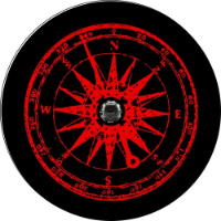 Wrangler JL Distressed Red Compass Tire Cover - Back Up Camera Ready
