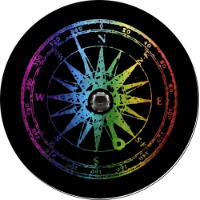 Wrangler JL Distressed Rainbow Compass Tire Cover - Back Up Camera Ready