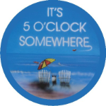 It's 5 O'clock Somewhere Blue Spare Tire Cover on Black Vinyl