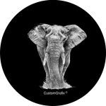 Land Rover African Elephant Tire Cover on Black Vinyl