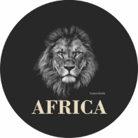 Land Rover African Lion Tire Cover on Black Vinyl