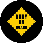 Baby on Board Tire Cover on Black Vinyl
