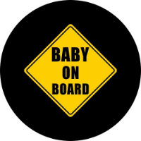 Baby on Board Tire Cover on Black Vinyl