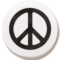 Peace Sign Tire Cover on White Vinyl