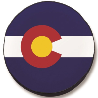 Colorado State Flag Closeup Tire Cover on Black Vinyl