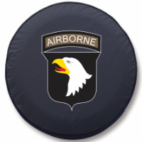 Army Airborne Tire Cover on Black Vinyl