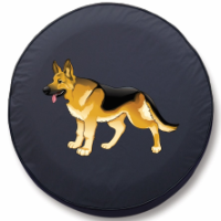 Army Scout Dog Tire Cover on Black Vinyl
