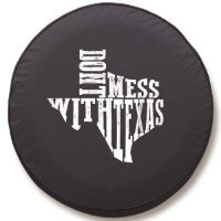 Don't Mess with Texas B&W Tire Cover on Black Vinyl