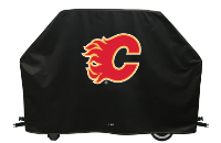 Calgary Grill Cover with Flames Logo on Black Vinyl