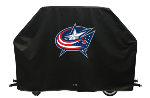 Columbus Grill Cover with Blue Jackets Logo on Black Vinyl
