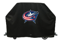 Columbus Grill Cover with Blue Jackets Logo on Black Vinyl