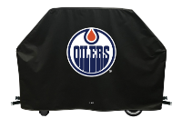 Edmonton Grill Cover with Oilers Logo on Black Vinyl