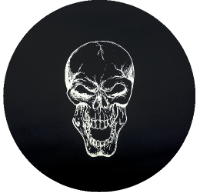 Skull Tire Cover on Black Vinyl