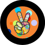 Hippie Peace Sign Tire Cover Orange on Black Vinyl
