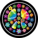 Hippie Peace Sign Flowers Tire Cover