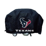 Houston Grill Cover with Texans Logo on Black Vinyl - Deluxe