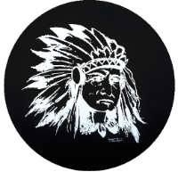Indian Chief Spare Tire Cover on Black Vinyl