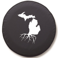 Michigan Roots Tire Cover on Black Vinyl