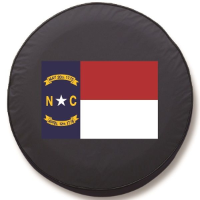 North Carolina State Flag Tire Cover on Black Vinyl