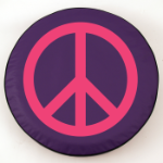 Pink Peace Tire Cover on Purple Vinyl
