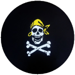 Pirate Skull and Crossbones Tire Cover on Black Vinyl