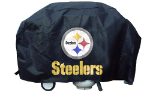Pittsburgh Grill Cover with Steelers Logo on Black Vinyl - Deluxe