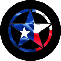 Texas Flag Star Spare Tire Cover on Black Vinyl