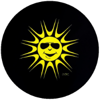 Sun Lover Tire Cover on Black Vinyl