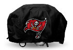 Tampa Bay Grill Cover with Buccaneers Logo on Black Vinyl - Deluxe